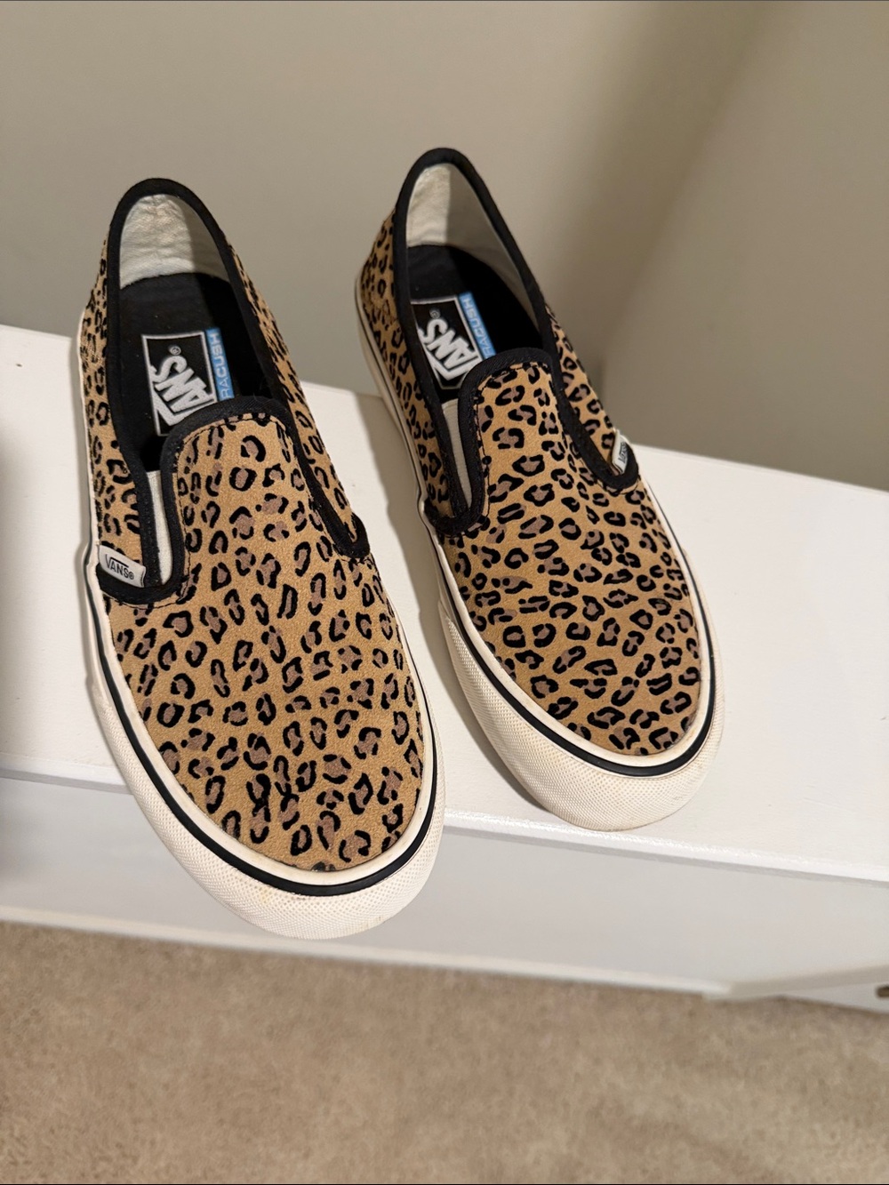 Vans Leopard Print Slip-On in Tan and Black